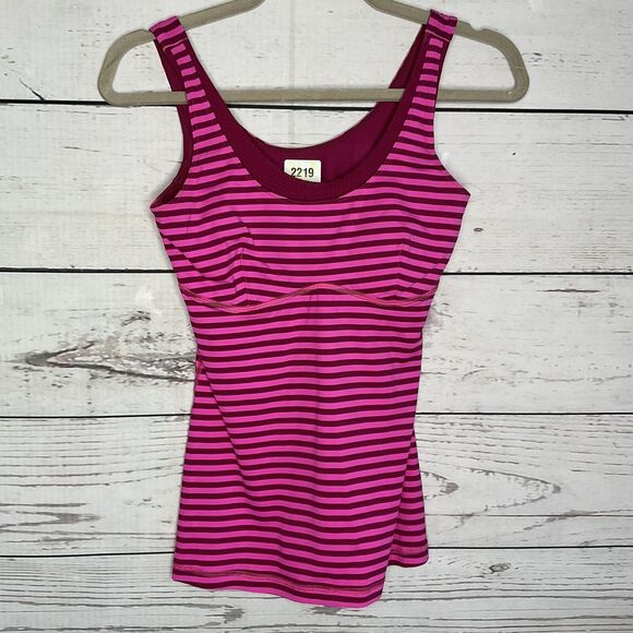 Lululemon Womens Top Size 6 Pink Scoop Back Tank Built-In‎ Bra Stretch Yoga Gym - Picture 1 of 12